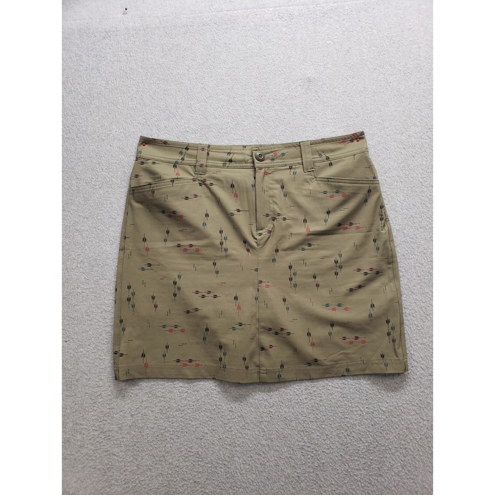 Eddie Bauer Women Women Skort 8 Olive Green Polka Dot Stretch Casual Activewear